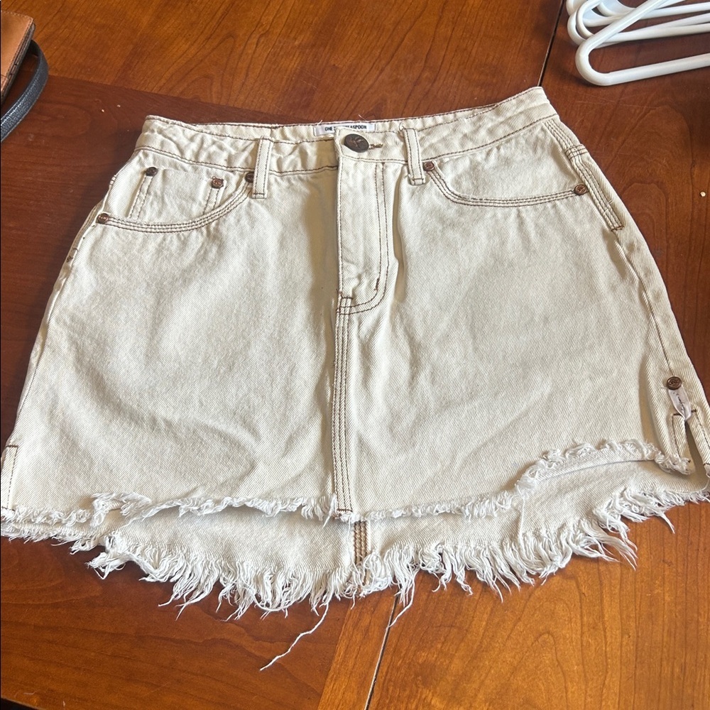 ONE X ONETEASPOON high waist fitted short skirt 100%‎ Cotton Jean Skirt Size 27
